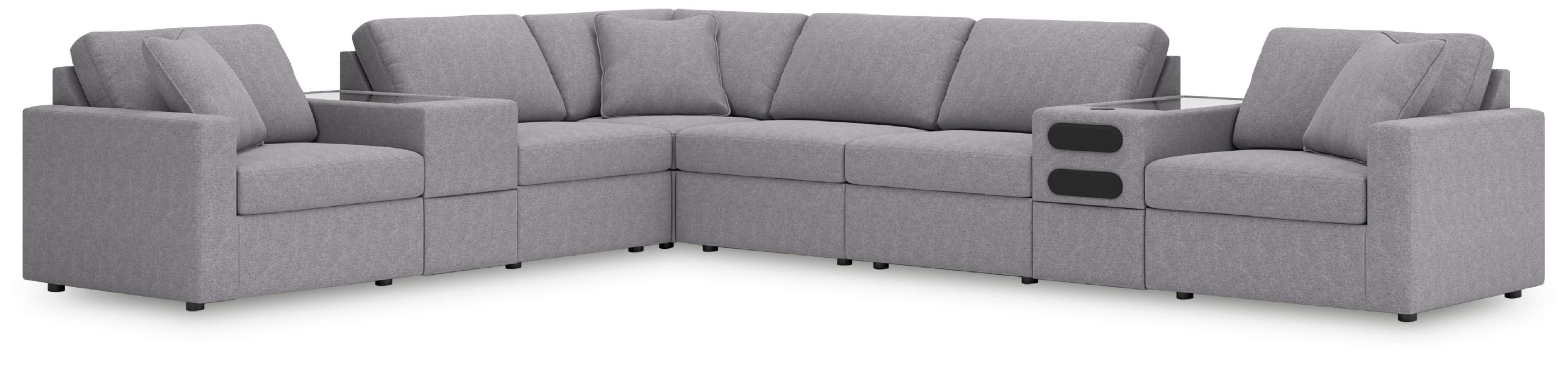 Image of Modmax - 8-Piece Sectional With Audio And Storage Consoles - Granite
