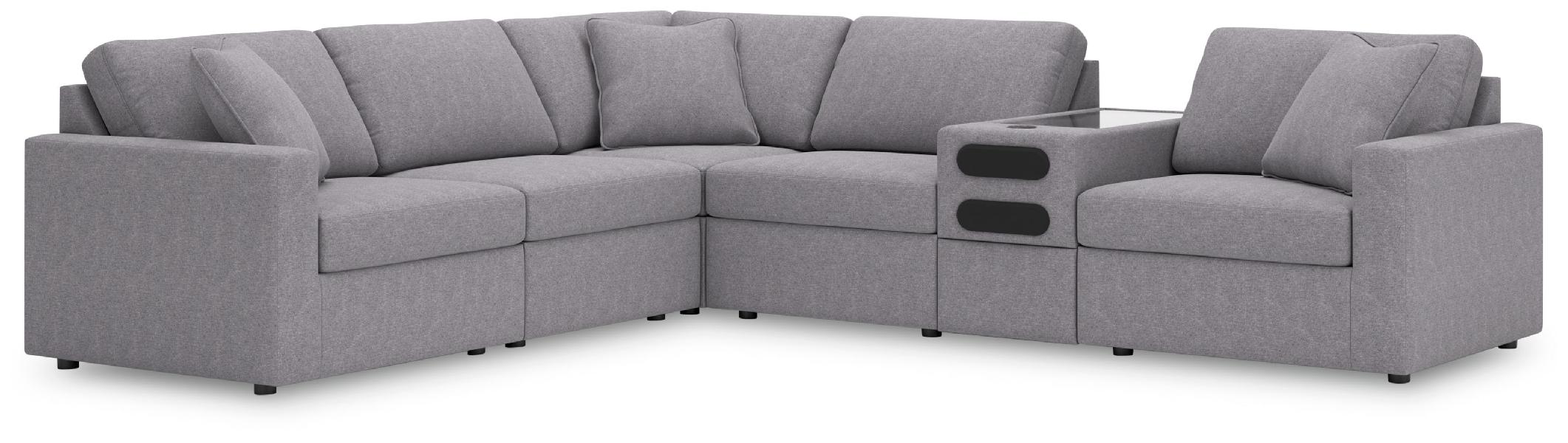 Image of Modmax - 6-Piece Sectional With Audio System Console - Granite
