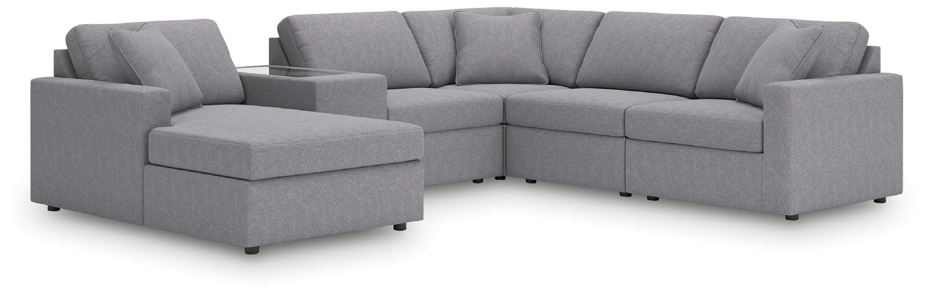 Image of Modmax - 6-Piece Sectional With Laf Corner Chaise, RAF Corner Chair And Storage Console - Granite