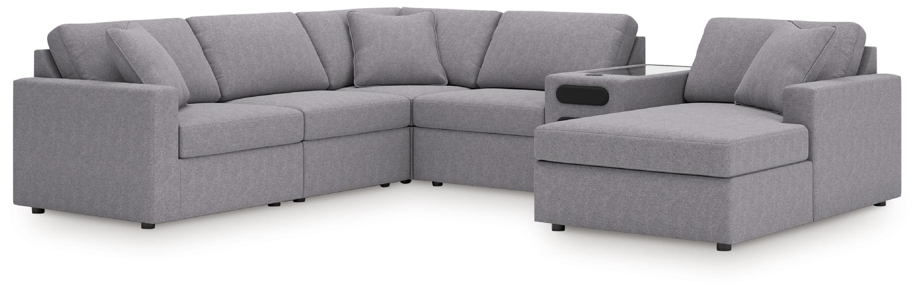 Image of Modmax - 6-Piece Sectional With Audio System, Raf Corner Chaise And Laf Corner Chair - Granite