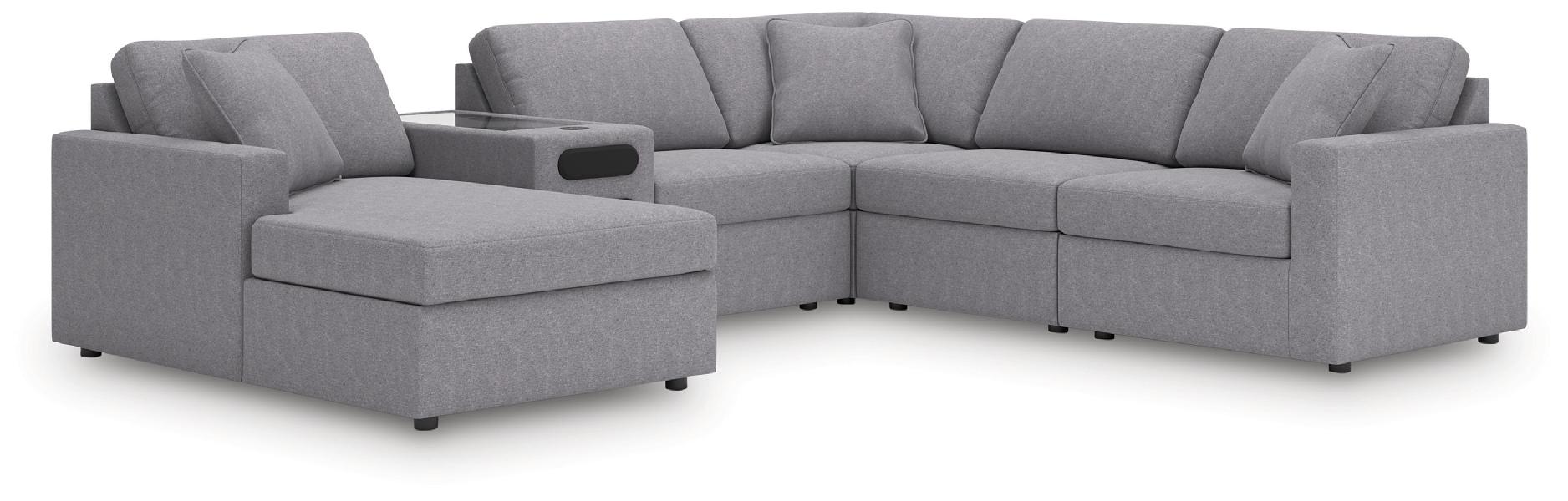 Image of Modmax - 6-Piece Sectional With Audio System, Laf Corner Chaise And Raf Corner Chair - Granite
