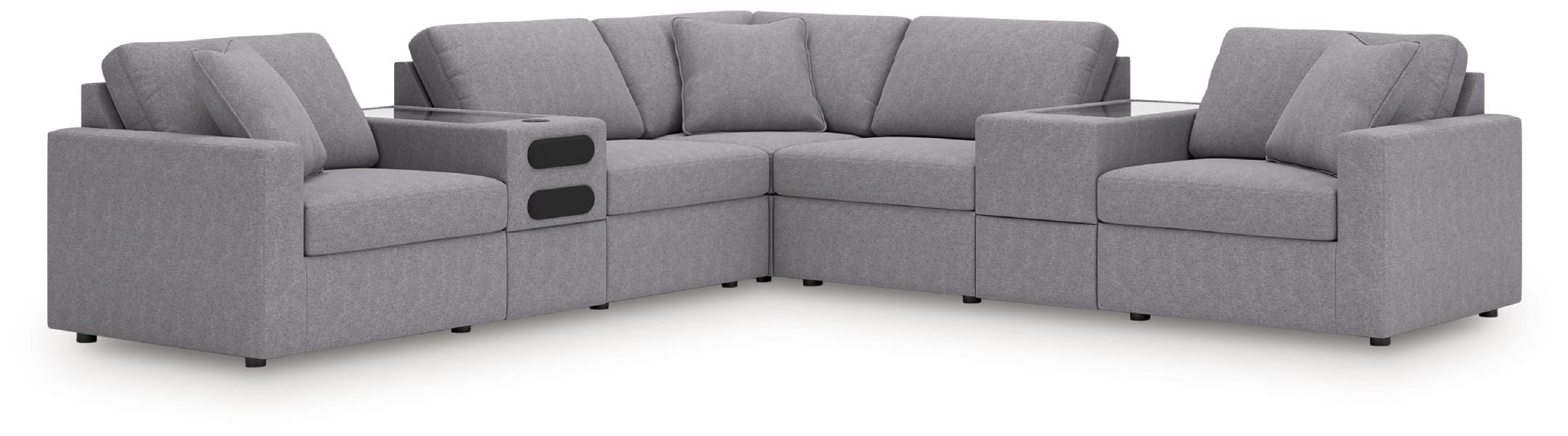 Image of Modmax - 7-Piece Balanced Sectional With Audio And Storage Consoles - Granite