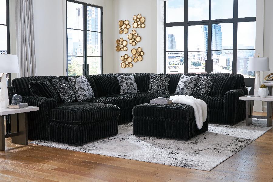 Image of Midnight-Madness - 5 Pc. - 4-Piece Sectional With Laf Corner Chaise, Ottoman - Onyx