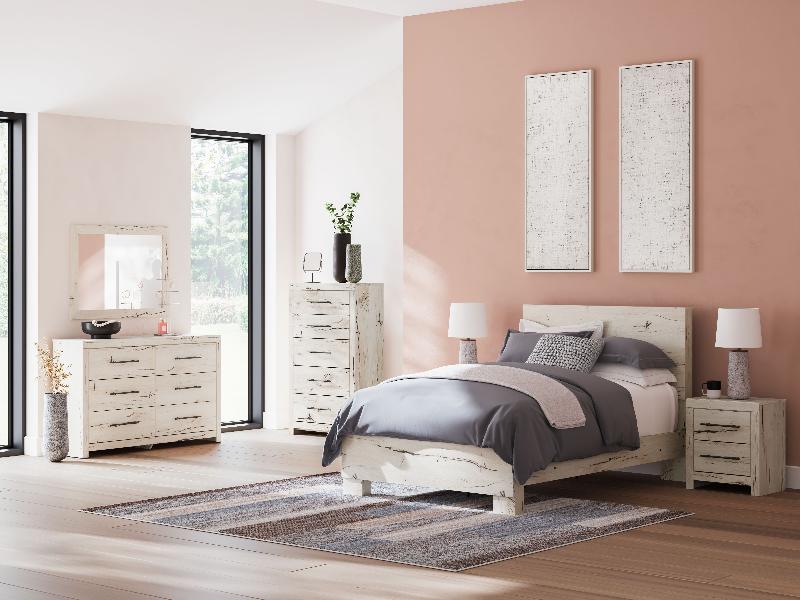 Image of Lawroy - 8 Pc. - Dresser, Mirror, Chest, Full Panel Bed, 2 Nightstands - Light Natural