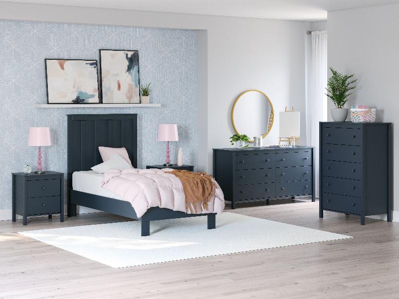 Image of Simmenfort - 4 Pc. - Dresser, Chest, Twin Platform Bed - Navy Blue