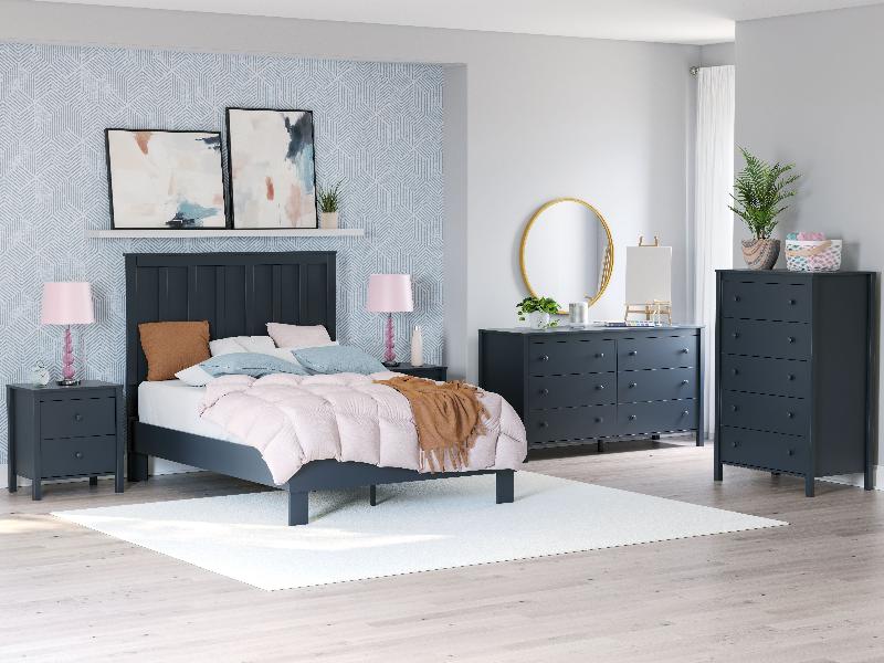Image of Simmenfort - 6 Pc. - Dresser, Chest, Full Platform Bed, 2 Nightstands - Navy Blue