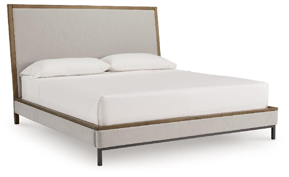 Image of Tomtyn - California King Upholstered Bed - Light Brown