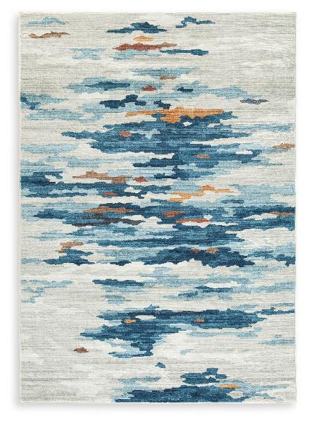 Image of Vinlett - 8' x 10' Washable Rug - Cream / Blue / Brown