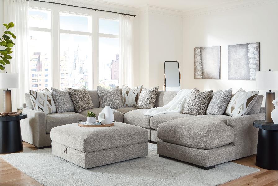 Image of Aslan Court - 7 Pc. - 6-Piece Sectional With Raf Corner Chaise, Ottoman - Pebble