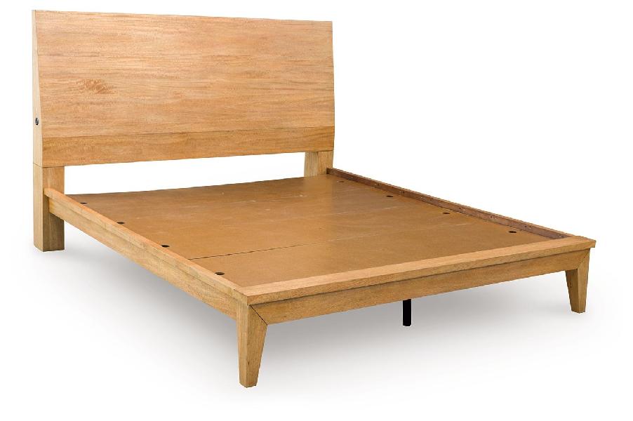 Image of Sherbana - California King Panel Bed - Light Brown