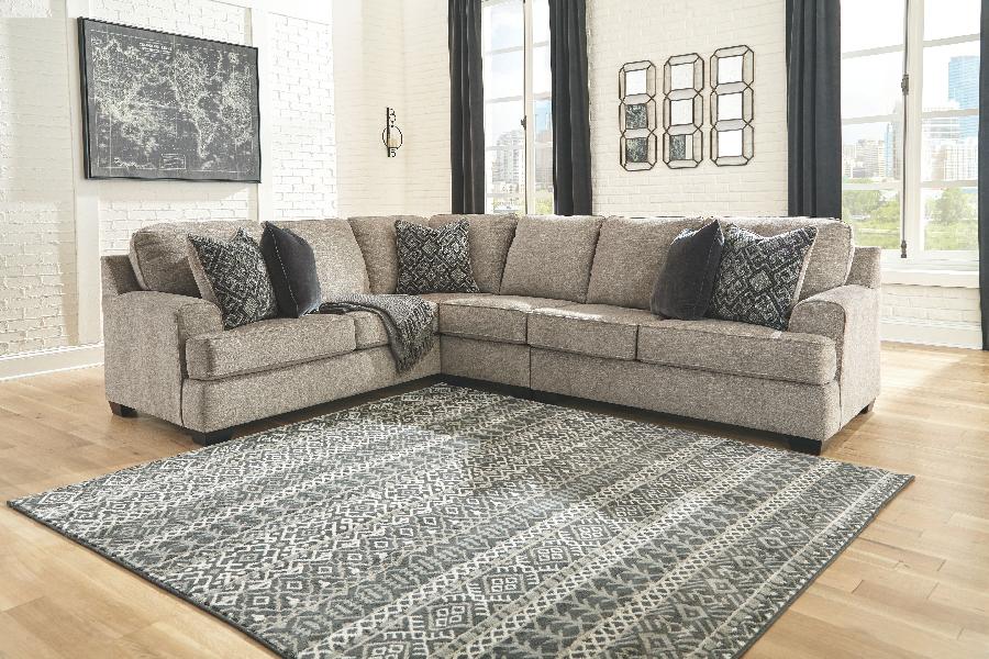 Image of Bovarian - Right Arm Facing Loveseat 3 Pc Sectional - Stone