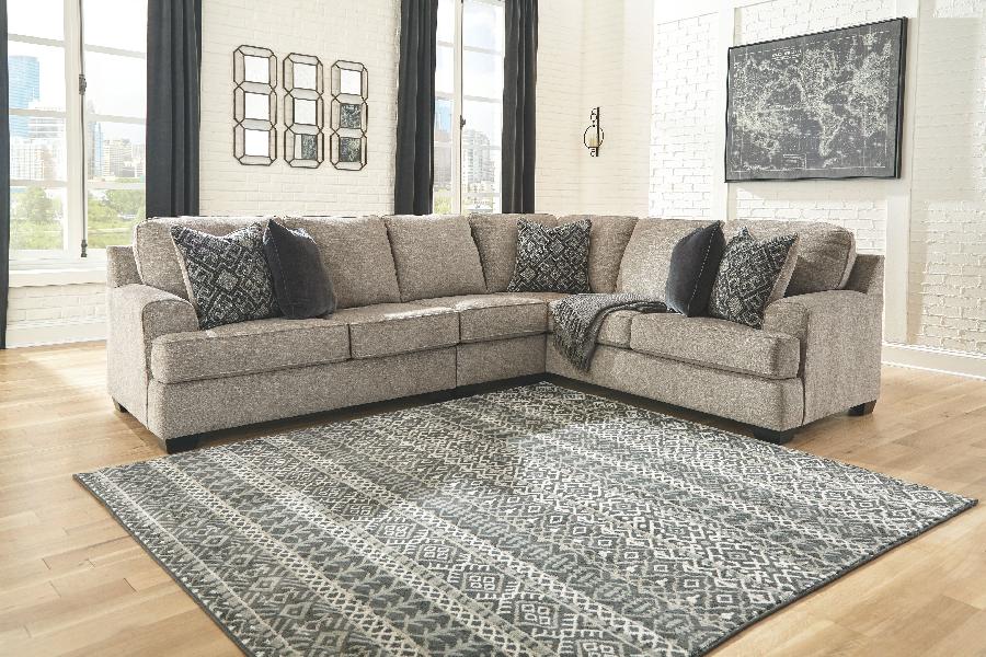 Image of Bovarian - Left Arm Facing Loveseat 3 Pc Sectional - Stone