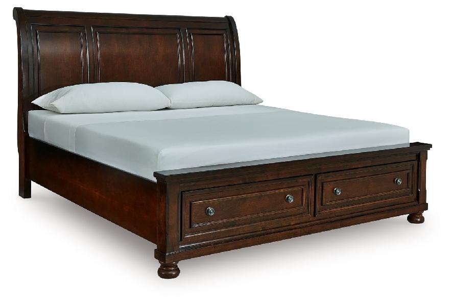 Image of Porter - California King Sleigh Storage Bed - Rustic Brown