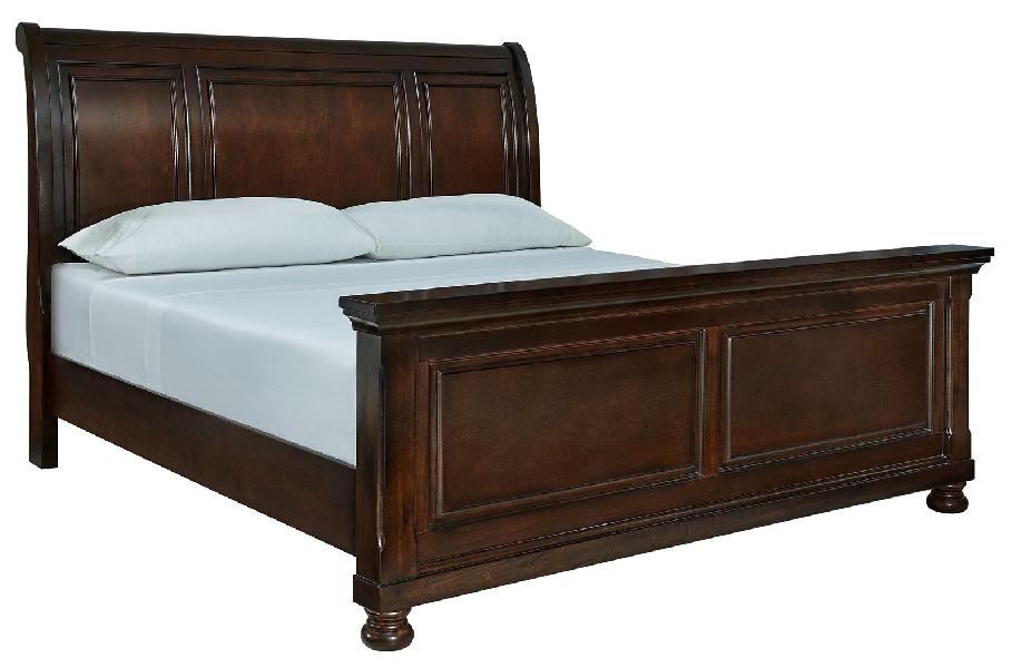 Image of Porter - King Sleigh Bed - Rustic Brown