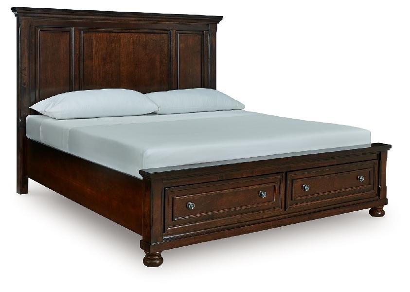 Image of Porter - California King Panel Storage Bed - Rustic Brown