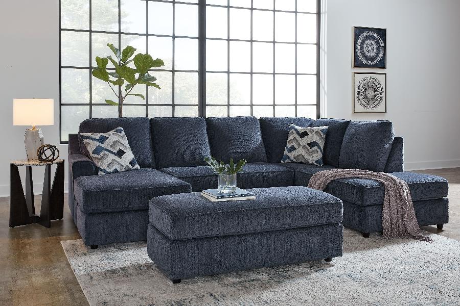 Image of Albar Place - 3 Pc. - 2-Piece Sectional With Laf Sofa Chaise, Ottoman - Cobalt