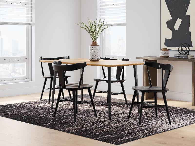 Image of Gretlynn - 5 Pc. - Dining Room Table, 4 Side Chairs - Black / Natural