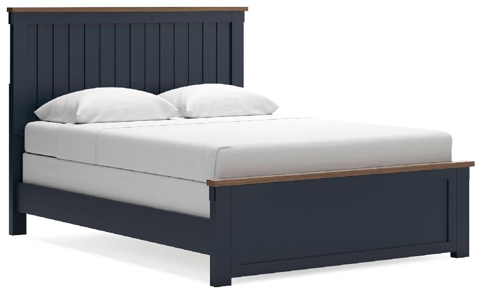 Image of Landocken - Queen Panel Bed - Brown / Blue