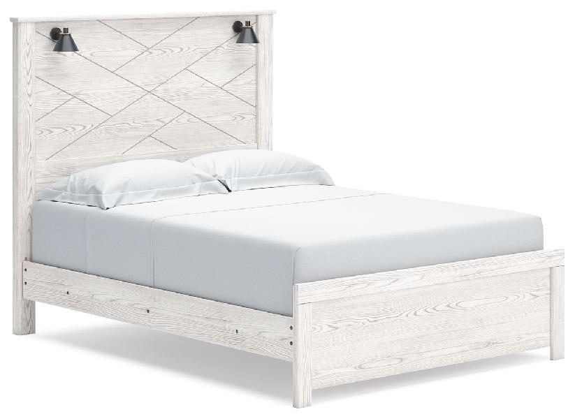 Image of Gerridan - Queen Panel Bed with Sconces - White
