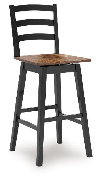 Image of Wildenauer - Tall Swivel Barstool (Set of 2) - Brown / Black