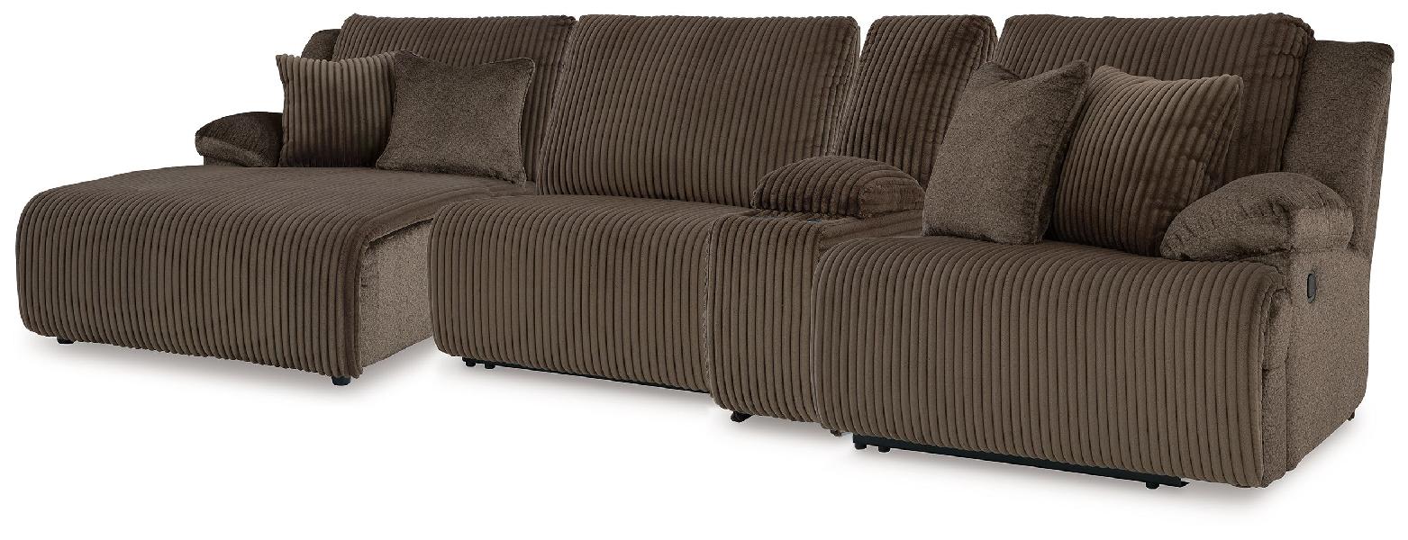 Image of Top Tier - 4-Piece Reclining Sectional With Laf Press Back Chaise - Chocolate