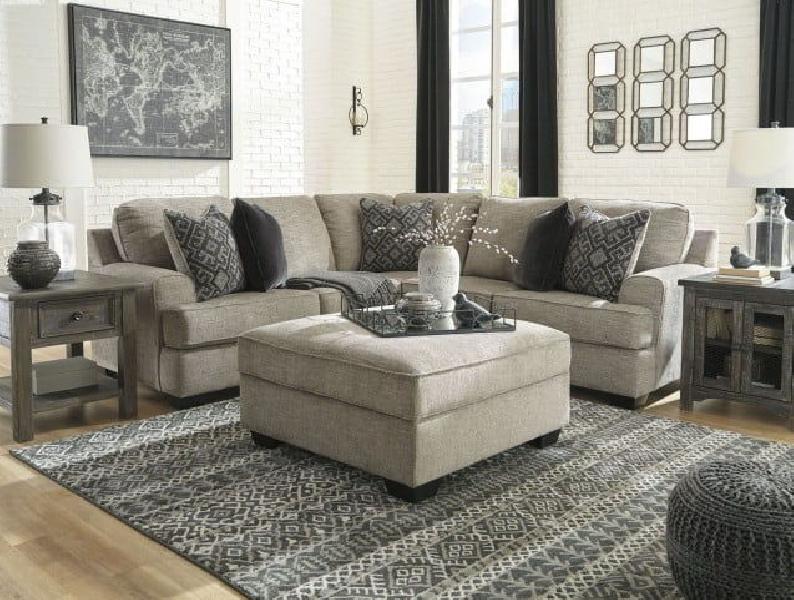 Image of Bovarian - 3 Pc. - Left Arm Facing Sofa with Corner Wedge 2 Pc Sectional, Ottoman - Stone