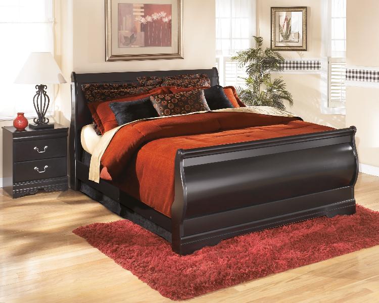 Image of Huey Vineyard - Queen Sleigh Bed - Black