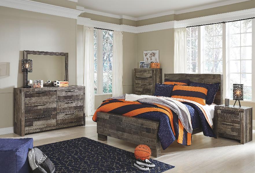 Image of Derekson - 5 Pc. - Dresser, Mirror, Full Panel Bed - Multi Gray