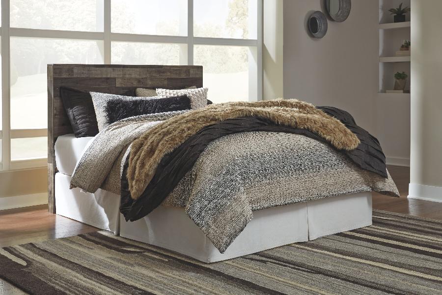 Image of Derekson - Queen Panel Headboard with Bolt on Bed Frame - Multi Gray