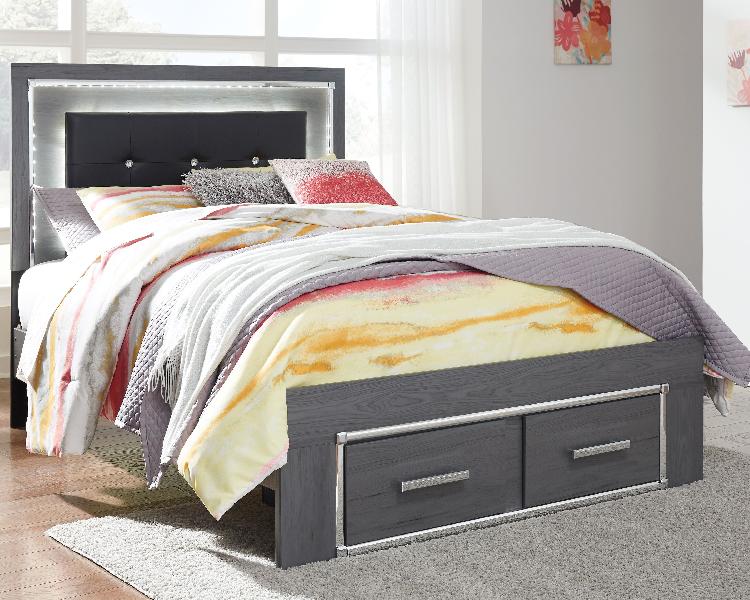 Image of Lodanna - Full Panel Bed with Storage - Gray
