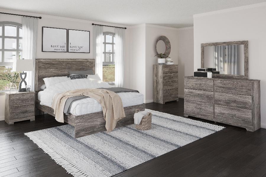 Image of Ralinksi - 7 Pc. - Dresser, Mirror, Chest, Queen Panel Bed, 2 Nightstands - Gray