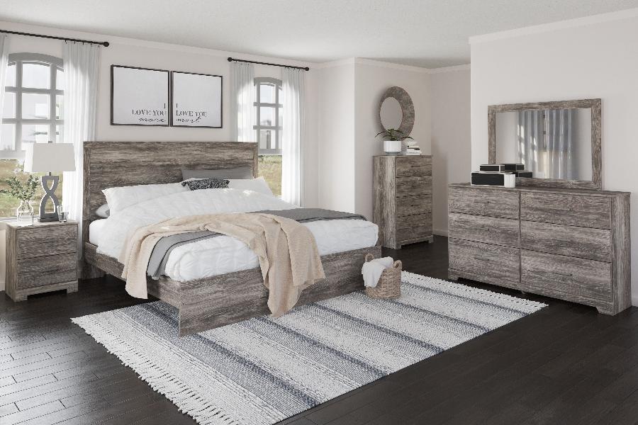 Image of Ralinksi - 4 Pc. - Dresser, Mirror, King Panel Bed - Gray
