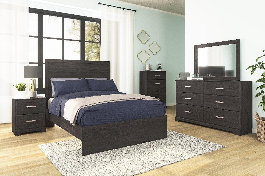 Image of Belachime - 6 Pc. - Dresser, Mirror, Full Panel Bed, 2 Nightstands - Black