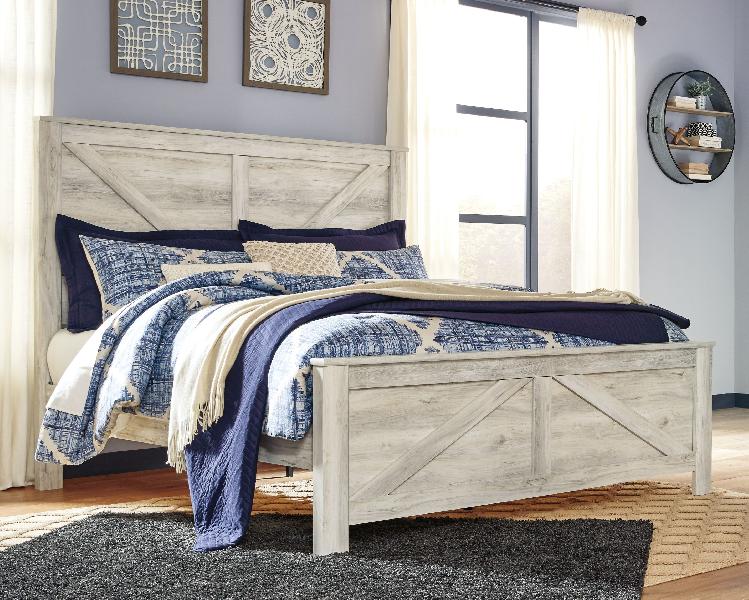 Image of Bellaby - King Crossbuck Panel Bed - Whitewash