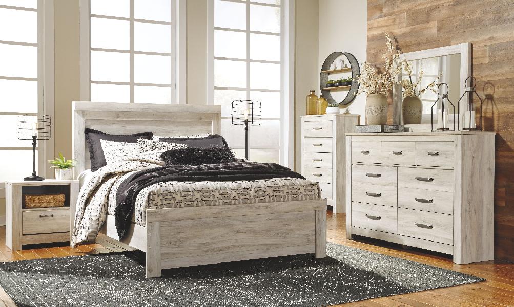 Image of Bellaby - 5 Pc. - Dresser, Mirror, Queen Panel Bed - Whitewash