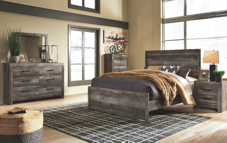 Image of Wynnlow - 5 Pc. - Dresser, Mirror, Chest, King Panel Bed - Gray
