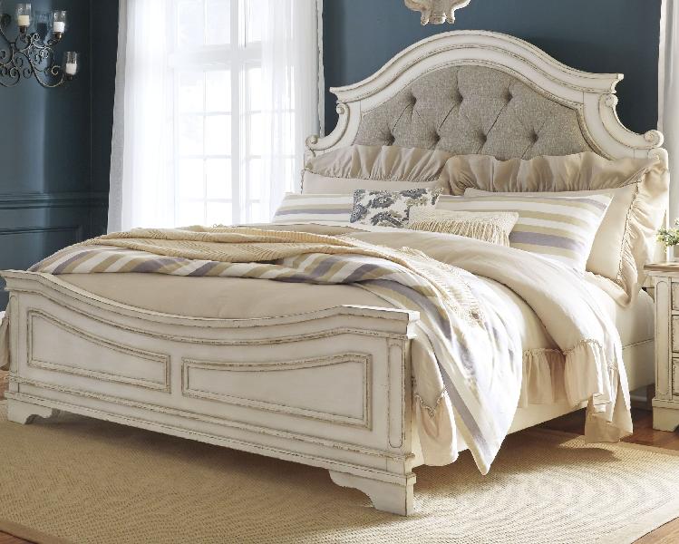 Image of Realyn - Queen Upholstered Panel Bed - Two-tone