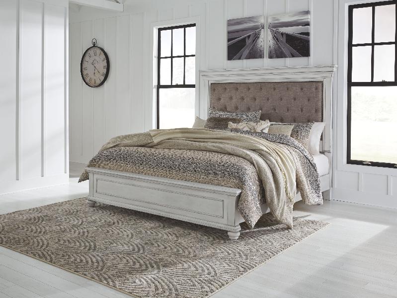 Image of Kanwyn - California King Panel Upholstered Bed - Whitewash