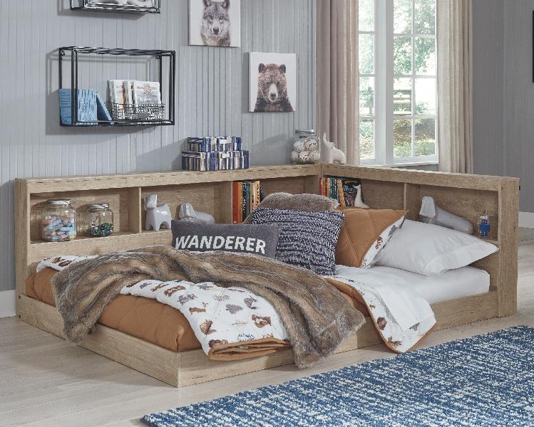 Image of Oliah - Full Bookcase Storage Bed - Natural