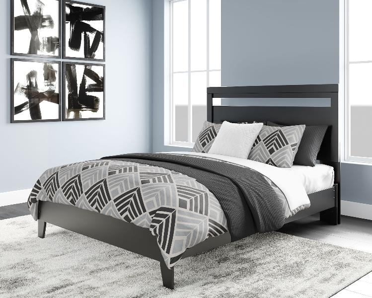 Image of Finch - Queen Panel Platform Bed - Black / Brown