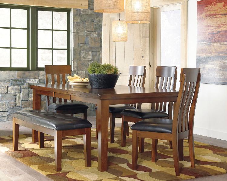 Image of Ralene - 6 Pc. - Extension Table, 4 Side Chairs, Bench - Light Brown