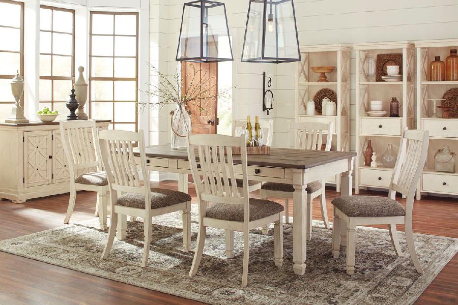 Image of Bolanburg - 11 Pc. - Dining Room Table, 6 Side Chairs, Server, 3 Cabinets - Beige