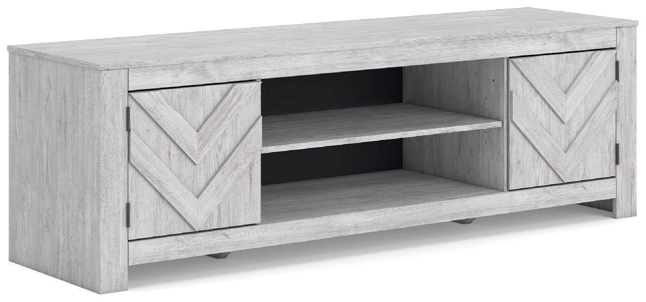 Image of Cayboni - LG TV Stand With Fireplace Option - Whitewash