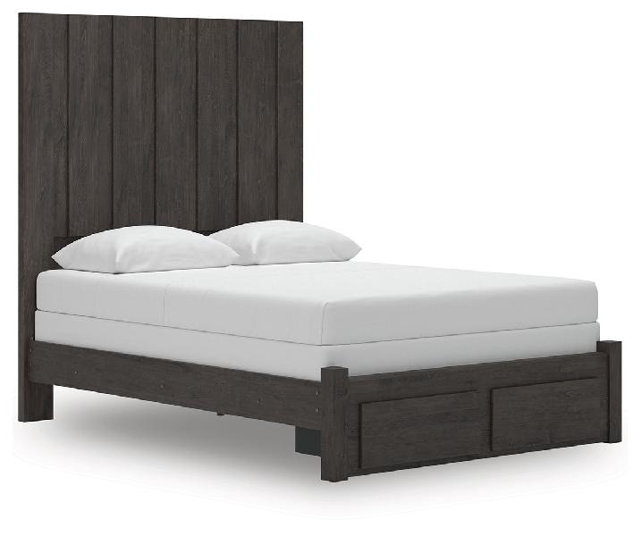 Image of Fraluna - Queen Panel Storage Bed - Charcoal