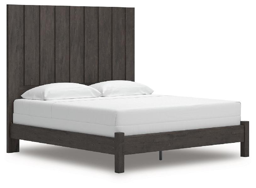 Image of Fraluna - King Panel Bed - Charcoal