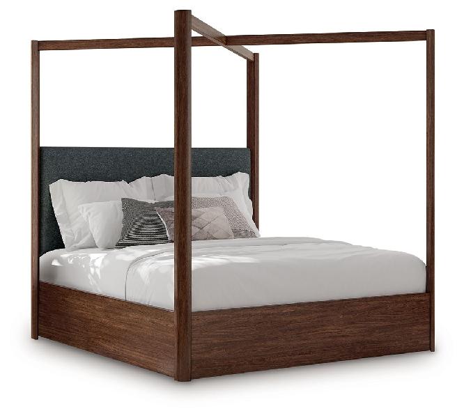 Image of Dilenno - King Canopy Bed - Dark Brown