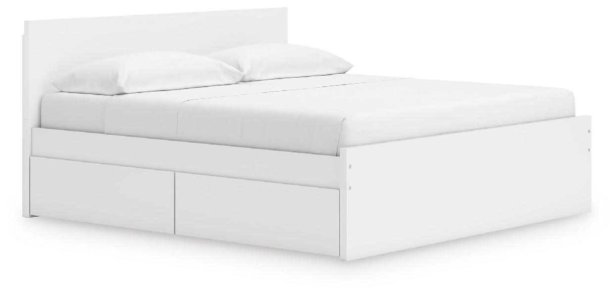 Image of Onita - King Panel Platform Bed With Storage - White