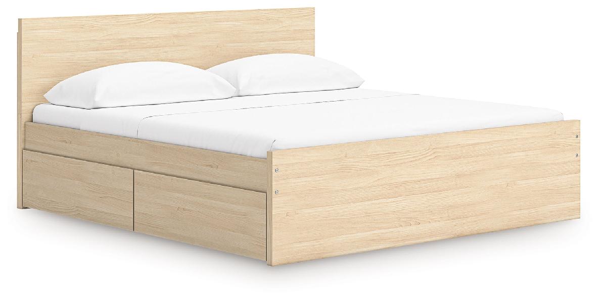 Image of Onita - King Panel Platform Bed With 2 Side Storage - Natural
