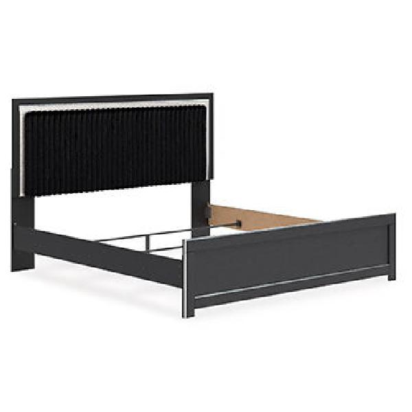 Image of Zuraleus - King Upholstered Panel Headboard - Black