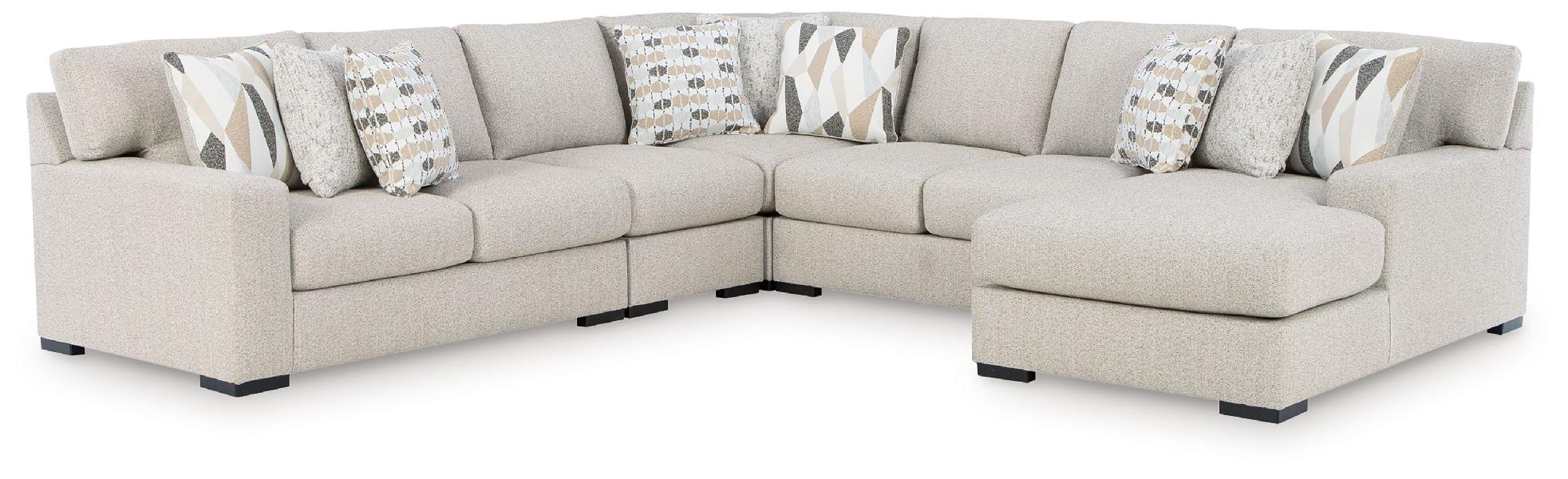 Image of LaureLGrove - 5-Piece Sectional With RAF Corner Chaise - Pebble